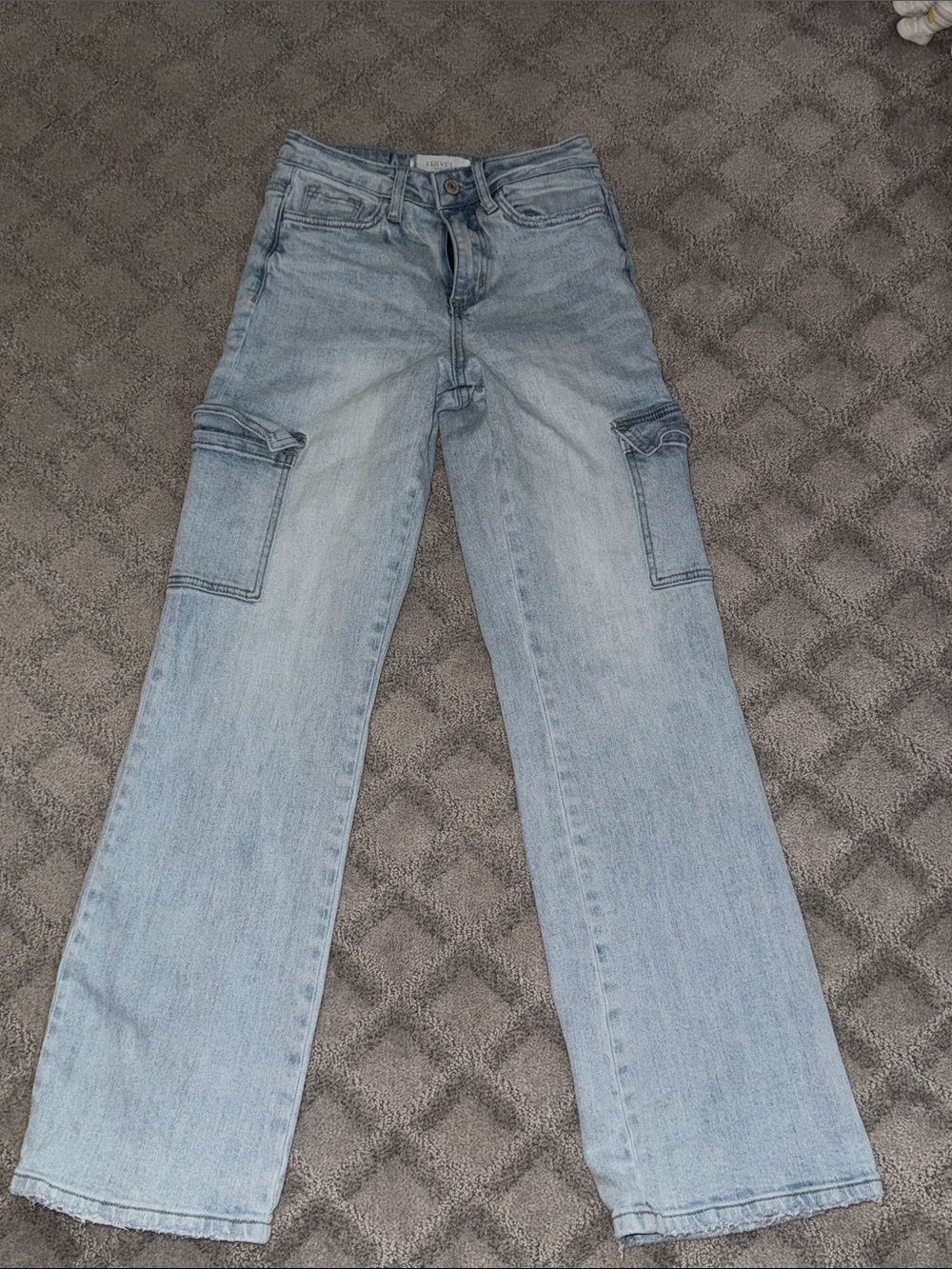 VERVET BY FLYING MONKEY Light Blue Wide-Leg Cargo Jeans